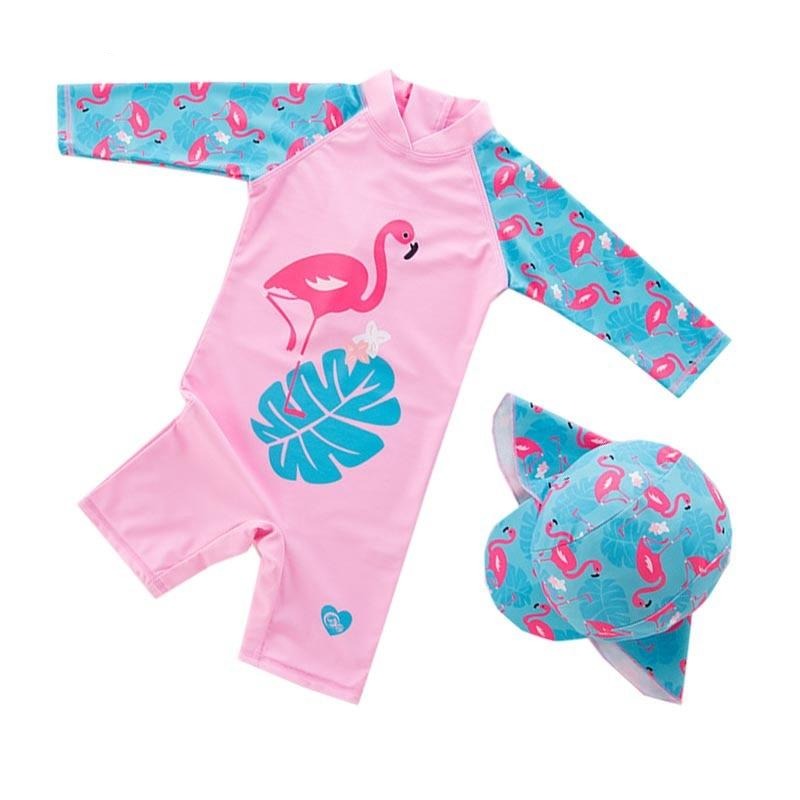 Swimwear with Hat 2 pieces - Pink Blue