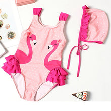 Load image into Gallery viewer, Swimsuit with Hat Flamingo
